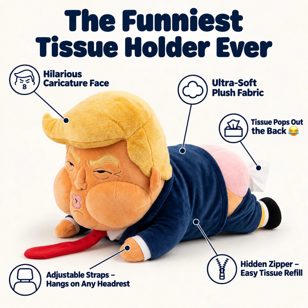 Funny tissue dispenser features - strap hook and pop-up design