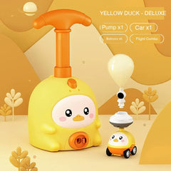 Yellow Duck deluxe air-powered car kit - balloon racer with pump and 6 thick balloons